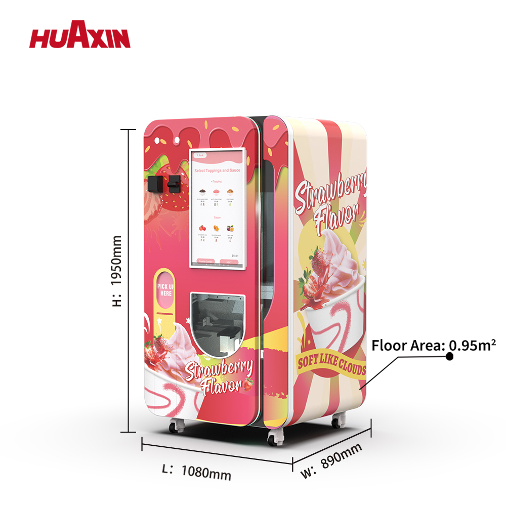 This high-yield ice cream vending machine delivers a turnkey, unattended soft-serve solution for premium commercial sites. Engineered for speed and reliability, it produces a serving in as fast as 15 seconds and supports up to 160–180 cups per refill depending on model. Built-in UV sterilization, one-click automatic cleaning, and food-grade ingredient channels ensure hygiene and compliance. Operators get real-time analytics, remote pricing, and inventory alerts through the mobile app, enabling data-driven location optimization and fast ROI. The compact 0.91㎡ footprint and multi-payment support (coins, banknotes, cards, QR) make it ideal for malls, airports, campuses, and tourist hubs. With CE/ETL/CB certifications and proven supply-chain components, this machine balances low operating cost with high margin vending revenue.