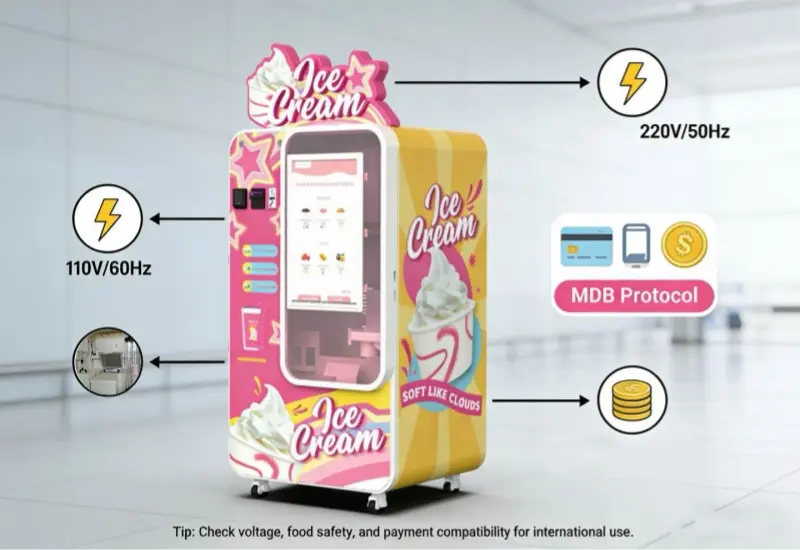 How to Solve Voltage and Compliance Issues for Ice Cream Vending Machines in Different Countries