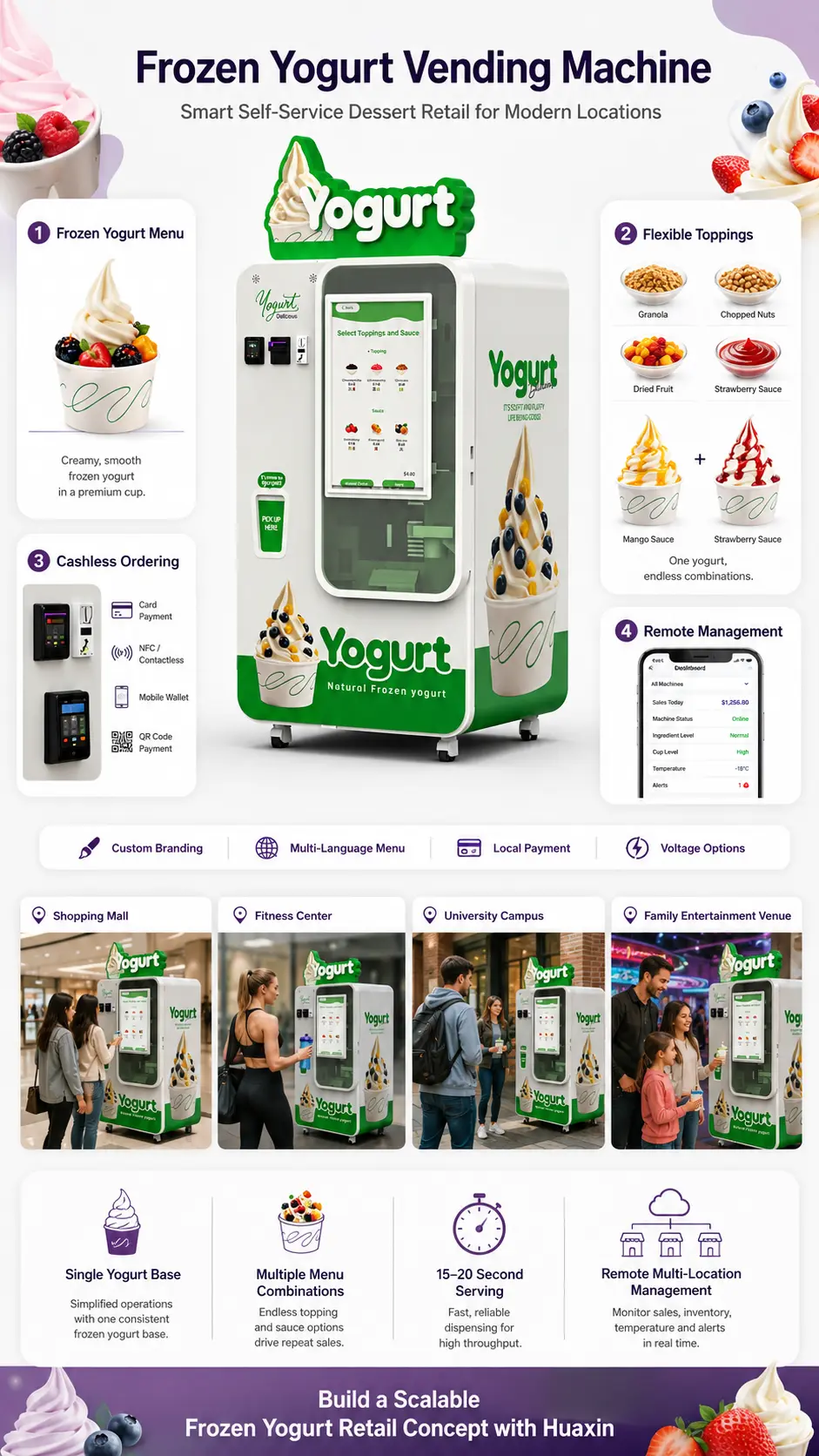 B86 frozen yogurt vending machine for shopping mall dessert retail