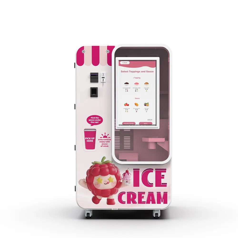 Huaxin New Ice Cream Vending Machine - 59 Flavors, 15s Fast Serving, Smart Remote Control | CE/ETL Certified